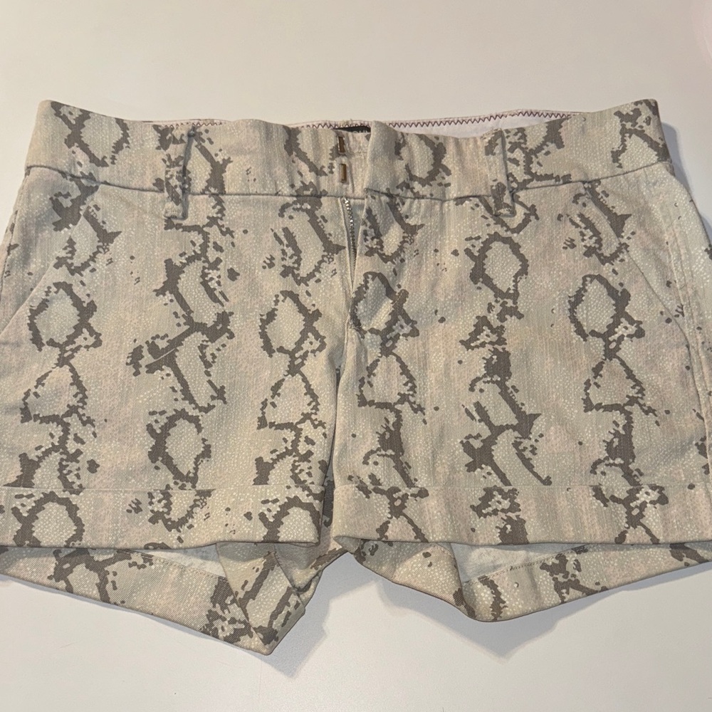 Dear John High Waist Snake Print Shorts - Cream and Gray